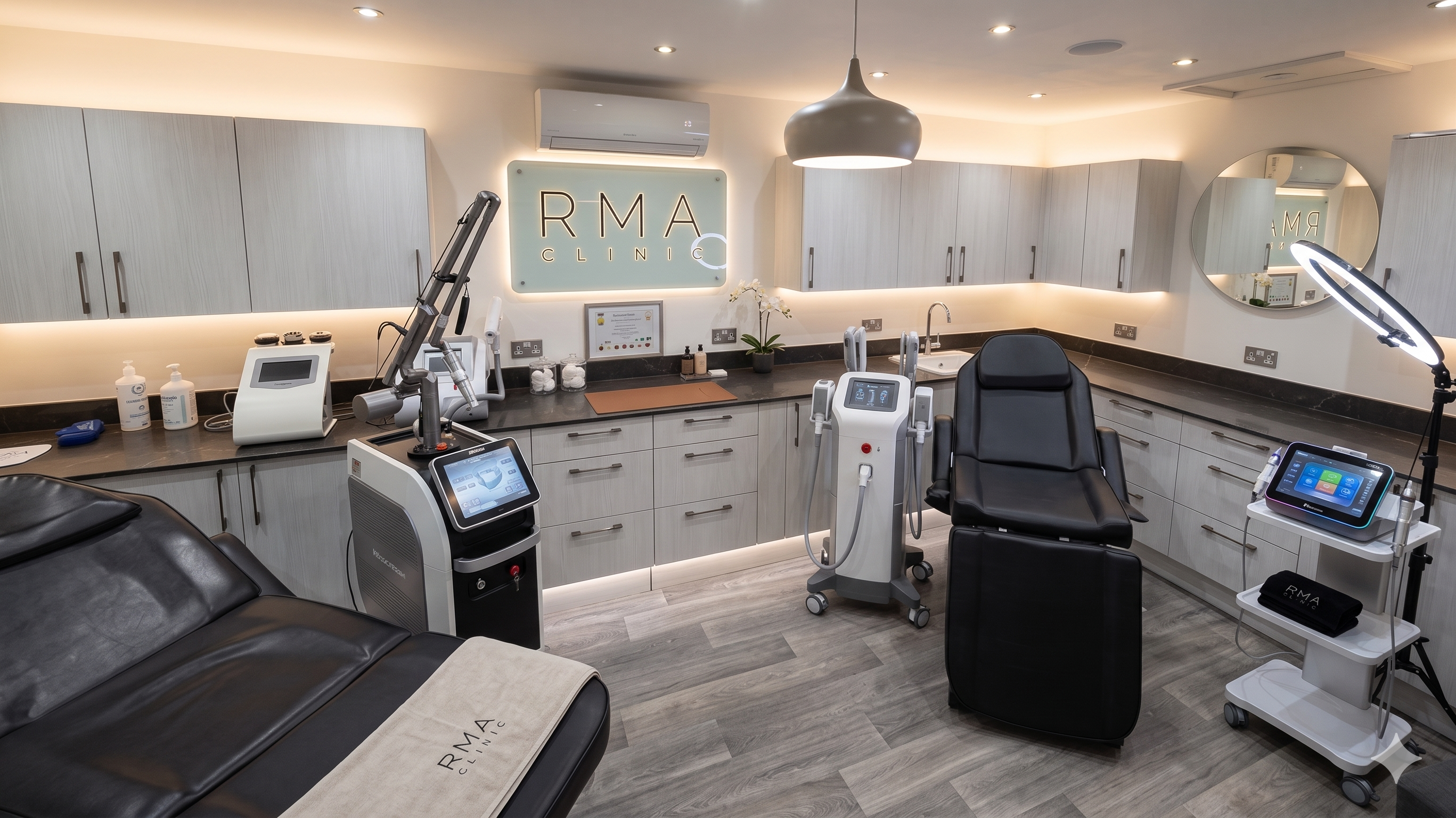 Restart Medical Clinic interior — treatment room with medical-grade laser and aesthetic devices